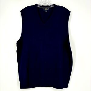 Club Room Merino Wool Navy Vest Pullover Size Large Lightweight